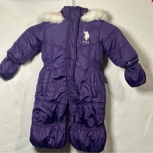 Kids U.S. Polo Assn. Purple Snowsuit with Pink Lining